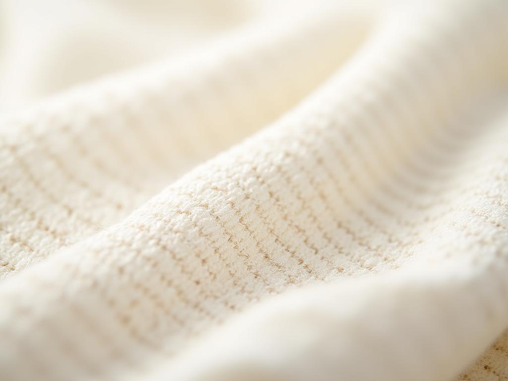 Fabric texture close-up showing organic cotton and linen weave with quality detail